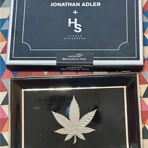 Jonathan Adler Black and Silver Hashish Rectangle Ceramic Tray